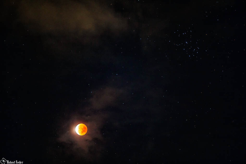 Partial lunar eclipse — Earth's dark umbral shadow covering 97% of the Moon disk, November 19, 2021