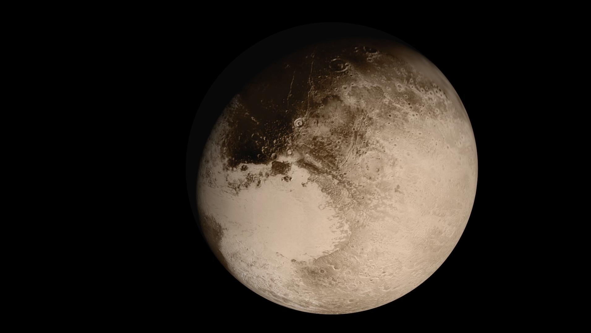 NASA image of Pluto's heart-shaped Tombaugh Regio region