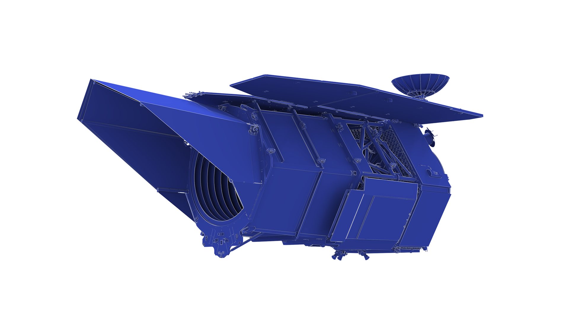 Artist concept of the Nancy Grace Roman Space Telescope in orbit at L2 with its solar panels deployed