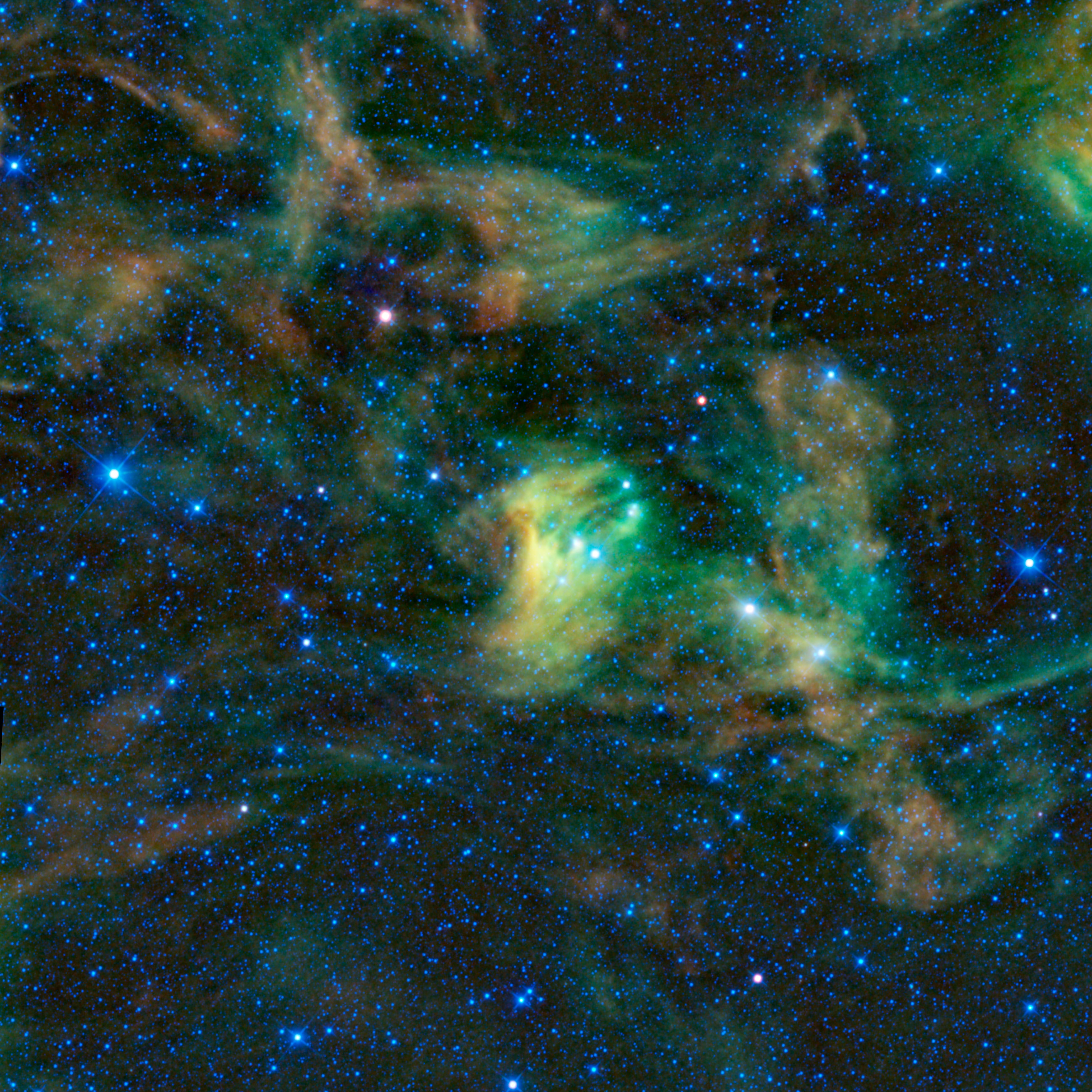 NASA infrared image showing dusty reflection structures in Scorpius