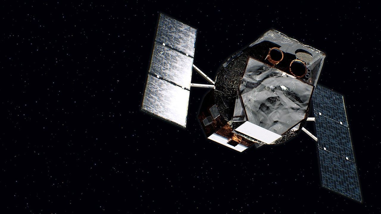 NASA Neil Gehrels Swift Observatory spacecraft in orbit — artist concept showing the three telescope instruments