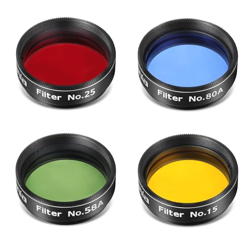 Astromania 4-piece colour filter set for telescope — Red Yellow Green Blue 1.25 inch
