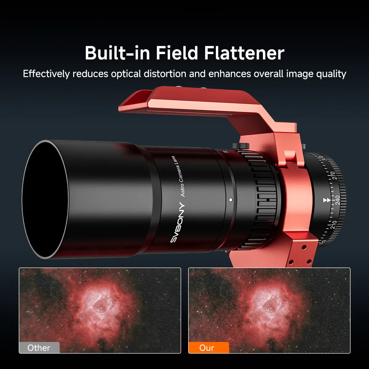 Detailed view of the SVBONY SV545 helical focuser and M48 back-end connection